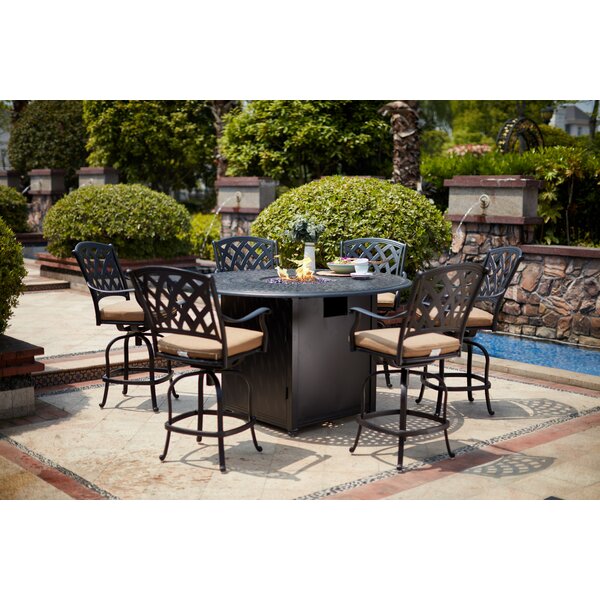 San marcos 7 piece bar height patio set with fire pit 60 inch 2025 round table for 6 person